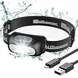 CIRYCASE Torcia Frontale, USB Ricaricabile LED Lampada Frontale, IPX4 Impermeabile & 5 Modalità, 200 Lumen Torcia da Testa Regolabile per Adulti e Bambini, Ideale per Outdoor, Campeggio, Ciclismo