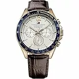 Tommy Hilfiger Orologio Analogico Multifunzione al Quarzo da Uomo con Cinturino in Pelle Marrone - 1791118