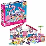 MEGA Barbie - Casa di Malibu con le 2 micro-bambole Barbie, un adorabile cucciolo e tanti accessori, set da costruzione, Giocattolo per Bambini 5+ Anni, GWR34