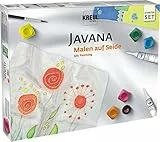 KREUL 81845 - Javana Silk Painting Starter Kit, 5 barattoli di vernice, vernice per contorni, gutta, sale per effetti speciali, 1 pennello, 2 tagliandi di seta, modelli e aghi