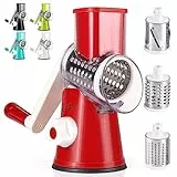 Dreamhigh® Taglia Verdure Manuale, Mandolina per Verdure con 3 Acciaio Inox Pale Tamburo, Forte Aspirazione, Grattugia Verdure, per Cucina Verdure, Patate, Carote, insalate, Tritatutto
