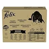 Purina Felix Sfilaccetti Rustici Cibo Umido per Gatti con Manzo, Pollo, Salmone, Tonno, 80 buste da 80g, 1 Unità (Confezione da 1)