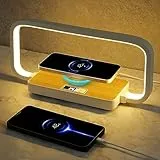 Comius Sharp Lampade da Comodino con Ricarica Wireless,Lampada da Tavolo a LED con Porta USB Lampada da Scrivania, con 3 Modalità di Colore e Orologi Led Dimmerabile da Tavolo, per Camera da Letto