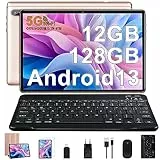 FACETEL Tablet 10 Pollici Android 13 Tablet 12GB RAM+128GB ROM (TF 1TB), Tablets PC 5G+2.4G WiFi Octa-Core 2.0 GHz 6000mAh, Doppia Camera, Bluetooth 5.0, Tablet con Tastiera e Mouse - RoseGold