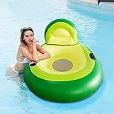 Neluxfe Materassino gonfiabile per piscina, materasso ad aria con portabicchieri e manico, giocattolo estivo per adulti e bambini (avocado)