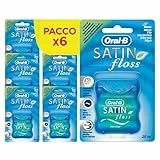 Oral-B Filo Interdentale Satin Floss Al Sapore Di Menta 25m. Resistente a strappi e sfilacciamenti. Confezione da 6