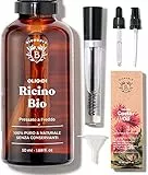 Bionoble Olio di Ricino Biologico 50ml - 100% Puro, Naturale e Pressato a Freddo - Ciglia, Sopracciglia, Capelli, Barba, Unghie - Vegan Castor Oil - Bottiglia di Vetro + Pipetta + Pompa + Kit Mascara