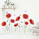 DECOWALL SG-2104 Rosso Fiori Adesivi da Parete Papavero decorazione papaveri Rimovibile Sticker Murali Soggiorno Camera Letto per Bambini Murale Casa
