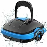 WYBOT Robot Piscina Batteria, Pulitore Automatico per Piscina Che Dura 50 Minuti, Doppio Motore, Aspirapolvere per Piscine Fuori Terra e Piscine interrate a Fondo Piatto, Fino a 50 m²