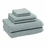 Amazon Basics, Set di asciugamani da bagno testurizzati resistenti agli odori, 6 x 137 cm, confezione da 6, Verde Acqua