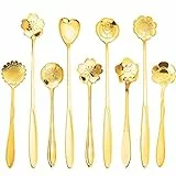 PBIEHSR - Set di 9 cucchiaini da tè in acciaio inox, 2 diverse lunghezze, per mescolare bevande, miscelare frappè, marmellata, set di 9 (oro)