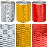 BLUESEABUY 3 Rotoli Nastro Catarifrangente Adesivo 3m x 50mm Nastro Riflettente Sicurezza Warning Strisce Cartelli Stradali Nastro Segnaletico Riflettente Adesivo per Camion Rimorchi Auto Moto Bici