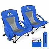 Brace Master Sedia da Spiaggia Campeggio Pieghevole, Schienale Basso Sedia Pieghevole con Portabicchieri, Dispositivo di Raffreddamento E borsa per Telefono per Giardino Campeggio Spiaggina
