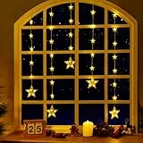 Ulinek Luci Stelle a LED per Tenda di Natale, 52 LEDs Luce Stringa Stelle Decorazione Natalizia IP65 Impermeabile, Catene Luminosa Stellari Cascata per Finestra Festa Matrimonio Natale Interno Esterno