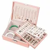 Mamowla Portagioie da Donna, Scatole Portagioielli Scatola Porta per Gioielli a 2 Strati per Collana, Orecchini, Bracciali, Anelli, Grande Custodia per Gioielli in Pelle PU per Ragazze e Donne, Rosa