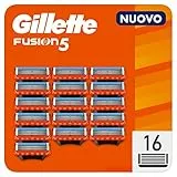 Gillette Fusion 5 LAMETTE DA BARBA, 16 RICAMBI da 5 Lame, Delicatezza Insuperabile, Rasatura Scorrevole con Striscia Lubrificante, Fino a 1 Mese di Rasatura con 1 Lametta