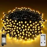 Realky Luci Albero di Natale, 26.2M 220 LED Luci Natalizie da Esterno ed Interno, 8 Modalità con Funzione Memoria e Telecomando Luci di Natale per Giardino, Balcone, Casa, Festa - Bianco Caldo