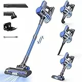 EICOBOT A10 Aspirapolvere Senza Fili, Scopa Elettrica Senza Fili 6 in 1, potente 20Kpa, 30Mins Batteria Rimovibile, capacità 1,2L, luce LED, Adatto per tappeti, pavimenti duri, capelli, Blu polvere