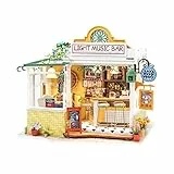 Rolife Miniature Casa Delle Bambole Bar Della Musica DIY Miniature Dollhouse Kit di Legno Creativo Compleanno Regali di Natale per Bambini e Adulti, 149 Pezzi, Light Music Bar