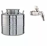 eacommerce Contenitore Bidone Fusto per Olio in Acciaio Inox Olivà con Tappo ermetico a Vite … (Fusto + Rubinetto, 15 Litri)