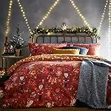 furn. - Set copripiumino con schiaccianoci, rosso, matrimoniale