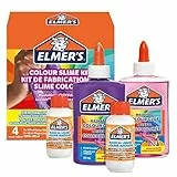 ELMER'S Kit per Slime Colorato, include la Colla Vinilica Colorata Lavabile, Colori assortiti, con Liquido Magico Attivatore di Slime, 4 Pezzi