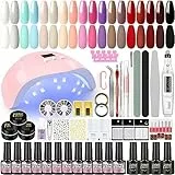 PEACECOLOR Kit Semipermanente Unghie Completo 36W LED U V Nail Lampada 18 Colori Smalti Semipermanenti Gel 3 PCS U V Nail Gel e Elettrico Unghia Lima con Base Top Coat e gli Strumenti per Unghie