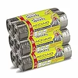 Domopak Spazzy Sacchi Nettezza Acciaio con Bloccasac, Casalingo 30 Lt, 6 Confezioni da 15 Pezzi