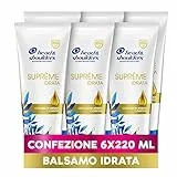 Head & Shoulders Balsamo Antiforfora Suprême Idrata con Olii di Argan e Cocco per Cute e Capelli Secchi, Protezione dalla Forfora, Confezione da 6 x 220 ml