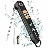ThermoPro TP03H Nero IPX6 Termometro Cucina Digitale Istantaneo Impermeabile per Cucinare Termometro da Cucina con Calibrazione e Retroilluminazione Adatto per Barbecue, Carne, Forno, Pasticceria