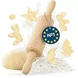 TIMELEOS Mattarello piccolo – Mattarello per bambini – Matterello come accessorio da forno – Mattarello per plastilina in legno di faggio per impasti stabile e durevole, UE (22,5 x 4,5 x 4,5 x 4,5 cm)