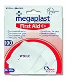 100pz compresse di garza sterile mis. 10x10 cm per medicazioni,garza idrofila di puro cotone 100% per la medicazione,garza bianca per ferite,ipoallergenico e latex free, garza sterile per disinfettare