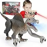 Xbesttoy Dinosauro telecomandato Giocattolo, raggio infrarosso & RC Dinosauri Gigante Spinosaurus, Spruzzare, Luci LED, Camminare e Ruggire, Regali per Bambini Ragazzi Ragazze