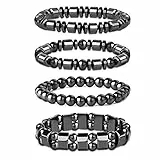 Milacolato Bracciale in Ematite da 4 Pezzi per Uomo Donna Bracciali in Guarigione Reiki Bracciale con Energia Magnetica Tiger Eye Therapy