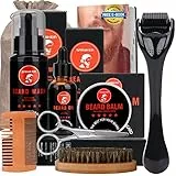 Kit Barba Uomo con Olio per Barba, Crema per Barba, Detergente per Barba, Spazzola per Barba, Pettine per Barba, Forbici per Barba Set Barba Uomo e Accessori Barba