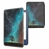 kwmobile Custodia eReader Compatibile con Amazon Kindle (2022) Cover - eBook Reader Flip Case - blu/grigio/nero - Natura e spazio