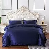 Chanyuan Set di biancheria da letto 220 x 240 cm, colore blu scuro, 100% microfibra, comfort durante il sonno, 1 copripiumino 220 x 240 cm con chiusura lampo + 2 federe 80 x 80 cm, blu scuro