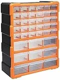 Amazon Basics - Armadietto organizer per ferramenta e strumenti per fai da te, con montaggio a parete, 78 cassetti, Nero, 6 x 14.5 x 18 in
