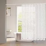 WOLTU Tenda da Doccia 240x200 cm con Magneti sul Fondo, Tenda per Vasca da Bagno Semitrasparente Antimuffa, Tenda Impermeabile con Motivo 3D, 16 Anelli