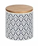 Wenko 54094100 - Scatola portaoggetti Lorca con coperchio in bambù, capacità: 0,45 l, ceramica, 10 x 10 x 10 cm, blu/bianco