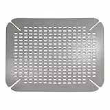 iDesign Tappetino lavandino, Tappetino lavello cucina grande in plastica PVC, Accessori lavello e lavandino con fori di scolo, Grigio