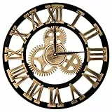 ALEENFOON Orologio da parete al quarzo silenzioso Numeri romani vintage Orologio in Legna Soggiorno Cucina Caffe Decor Regalo (50 CM, Roman numerals)