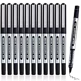 Penne a Sfera Inchiostro Nero,12 Pezzi Penna Roller Nera, 0.5mm Penne Gel Nera Punta Fine Penna a Inchiostro Liquido