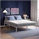 Dreamzie Struttura Letto Matrimoniale 140x200 con Rete in Metallo Bianco - Rete 140x200 con Gambe - Altezza 41 cm - Resistente, Montaggio Facile, Ampia Capacità di Stoccaggio