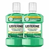 Listerine Difesa Denti e Gengive, Colluttorio a Tripla Azione, Denti Forti e Gengive Sane, Gusto Delicato alla Menta Fresca Senza Alcol, 2x 1 Litro