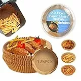125Pezzi Carta Forno Per Friggitrice Ad Aria,Antigrasso Antiaderente, Fodera Monouso per 2,5-5 litri Air Fryer (16cm)