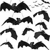 AOKITO Halloween Decorazioni, 9pcs Realistico Halloween Pipistrello, Raccapricciante Appendere Pipistrelli, Addobbi Halloween per Adesivi da Parete o da Appendere (23CM, 17CM, 12CM)