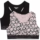 Calvin Klein 2 Pezzi Bralette-Pizzo Reggiseno, Floralgraffitipinkaop/Pvhblack, 14 Anni Bambine e Ragazze
