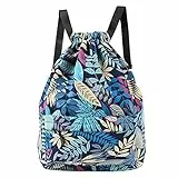 Comius Sharp Zaino Palestra, da Viaggio, Borsa Sacca Sportiva, Impermeabile, da Scuola, per Bambina Ragazzo (Blue Maple Leaf)