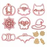 Set di 8 formine per biscotti di Halloween, per realizzare pipistrelli, fantasmi, zucca, gatto, strega, cappello, caramelle, teschio, ragno (8 pezzi)